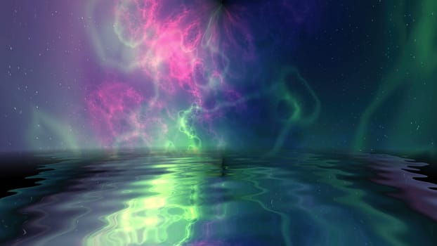 Space Universe With Stars And Galaxies reflected in water,Space Universe With Stars And Galaxies reflected in water