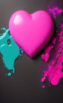 Colorful heart with paint splatters