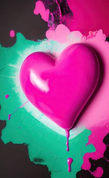 Colorful heart with paint splatters