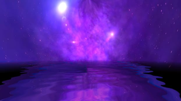 Space Universe With Stars And Galaxies reflected in water,Space Universe With Stars And Galaxies reflected in water