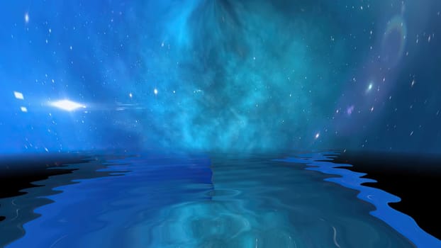 Space Universe With Stars And Galaxies reflected in water,Space Universe With Stars And Galaxies reflected in water