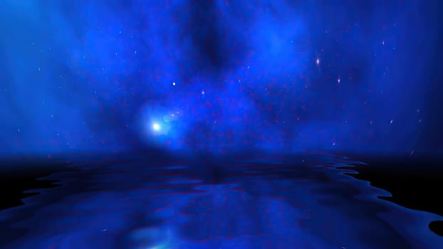 Space Universe With Stars And Galaxies reflected in water,Space Universe With Stars And Galaxies reflected in water
