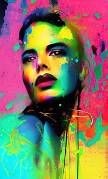 Colourful modern abstract woman face. Hand drawn digital art  illustration,Colourful modern abstract woman face. Hand drawn digital art  illustration
