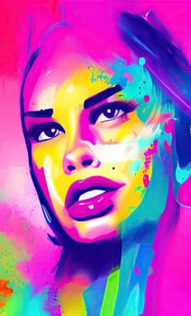 Colourful modern abstract woman face. Hand drawn digital art  illustration,Colourful modern abstract woman face. Hand drawn digital art  illustration