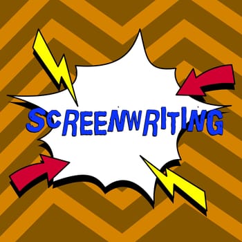 Conceptual caption Screenwriting, Business approach the art and craft of writing scripts for media communication