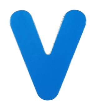 An upper case V magnetic letter on white with clipping path