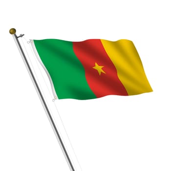 A Cameroon Flagpole 3d illustration on white with clipping path