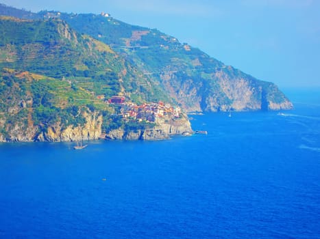 View of the  Corniglia on Italian Coast