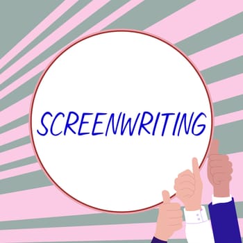 Conceptual caption Screenwriting, Internet Concept the art and craft of writing scripts for media communication