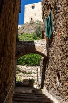 Montemassi a fortified village in the province of Grosseto. Tuscany. Italy