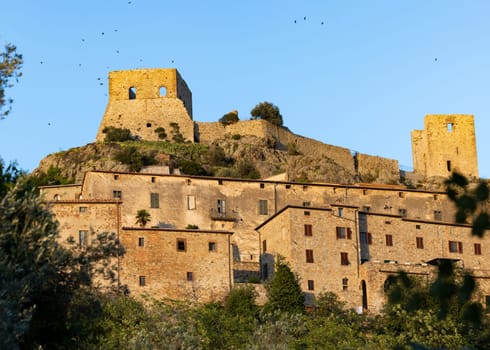 Montemassi a fortified village in the province of Grosseto. Tuscany. Italy