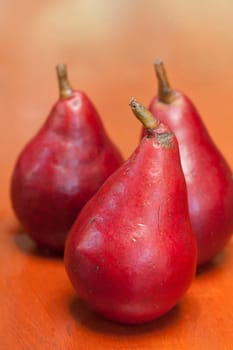 Still-life of three pears.
