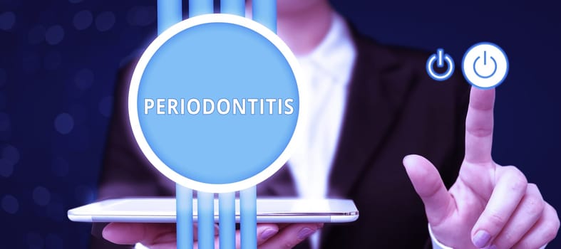 Writing displaying text Periodontitis, Business showcase Swelling of the tissue around the teeth Shrinkage of the gums