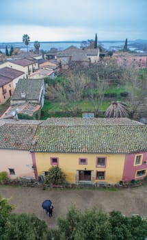 Granadilla village. Aerial view from castle. Extremadura, Caceres, Spain