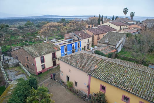 Granadilla village. Aerial view from castle. Extremadura, Caceres, Spain