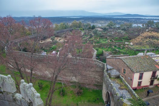 Granadilla village. Aerial view from castle. Extremadura, Caceres, Spain