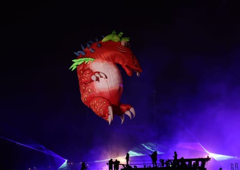 Cracow, Poland - June 4, 2022: Great Dragon Parade. The Great Outdoor Show on the Vistula River.