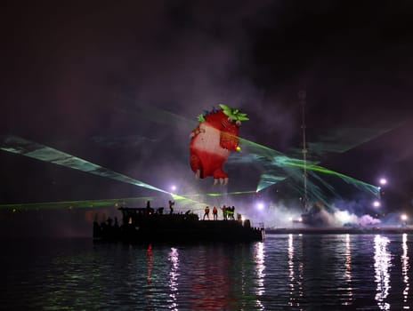 Cracow, Poland - June 4, 2022: Great Dragon Parade. The Great Outdoor Show on the Vistula River.