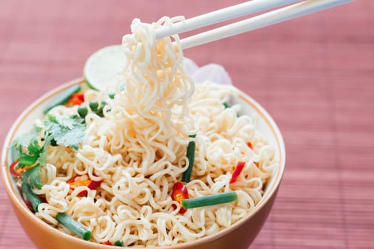 noodle with pepers spice in bowl asia culture food