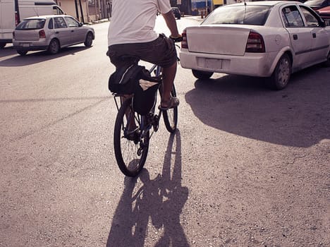 Photograph of an urban cyclist
