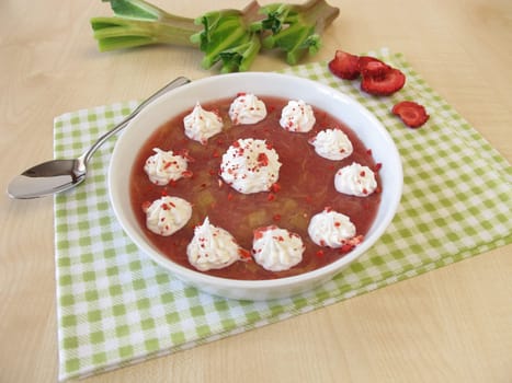 Rhubarb strawberry dessert with icing