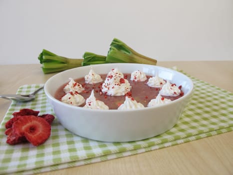 Rhubarb strawberry dessert with icing