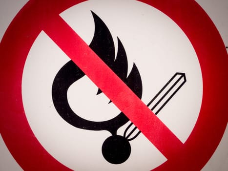 Particular of a sign prohibiting the lighting of flame.