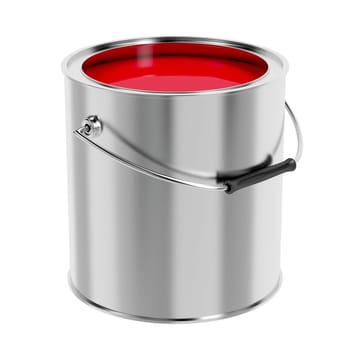 Canister with red paint isolated on white background