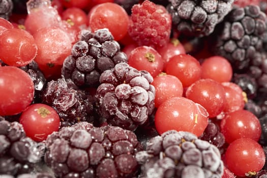 Close-up of frozen berry fruits
