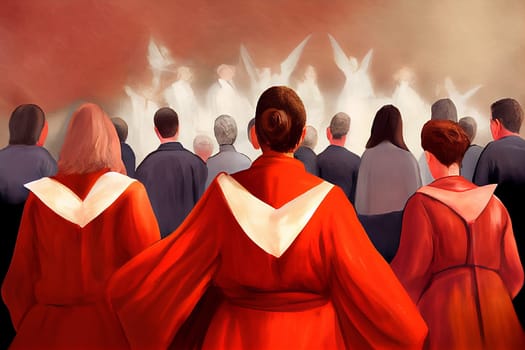 Pentecost, holy spirit upon the people, followers of Jesus Christ, christian holiday, religious belief and faith, generative AI