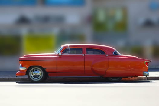 big orange american car, classic style 60s of the 20th century concept of speed and luxury
