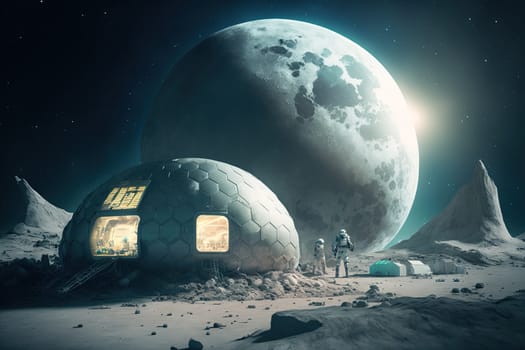 A human space base on an unknown planet created with Generative AI technology.