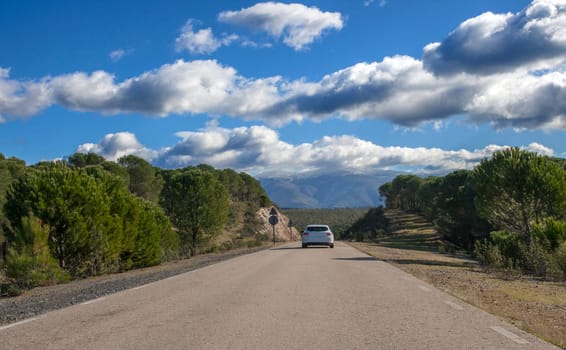 Local Road CC-168 at Granadilla outskirts, Spain. High scenic value road