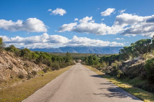 Local Road CC-168 at Granadilla outskirts, Spain. High scenic value road