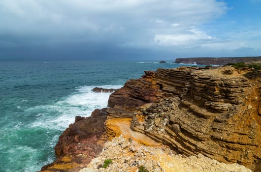 Cliffs in the Algarve West Coast, near Sagres, Portugal
