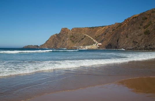 Beautiful empty beach of Arrifana, in Alentejo, Portugal