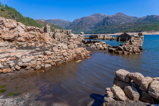Old ruins of Vilarinho das Furnas, was a village, located in Campo de Geres, Terras de Bouro, on margins of River Homem, in 1972, it was intentionally submerged.
