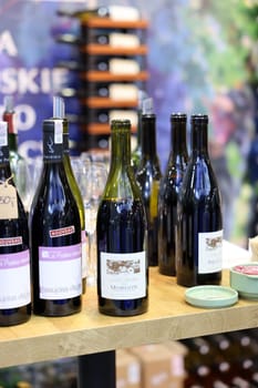 Cracow, Poland - November 17, 2022: International Wine Trade Fair ENOEXPO in Cracow. Producers of wine from all around the world meet the importers distributors and representatives.