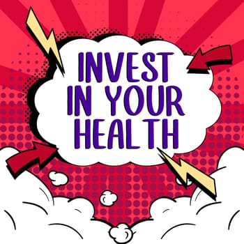 Text caption presenting Invest In Your Health, Business showcase Live a Healthy Lifestyle Quality Food for Wellness