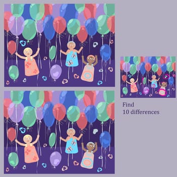 for children under 6 years old, find 10 differences in the Funny BABIES puzzle