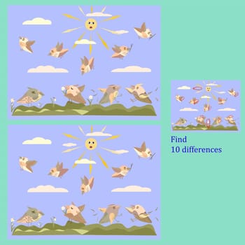 find 10 differences rebus for children under 6 years old, presented by seasons, one of 4 given seasons spring