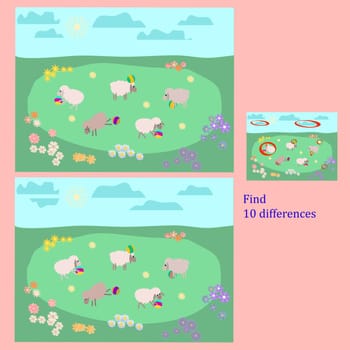 find 10 differences rebus for children under 6 years old, presented by seasons, one of 4 given seasons summer