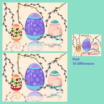 find 10 differences rebus for children under 6 years old, presented by seasons, one of 4 given seasons spring