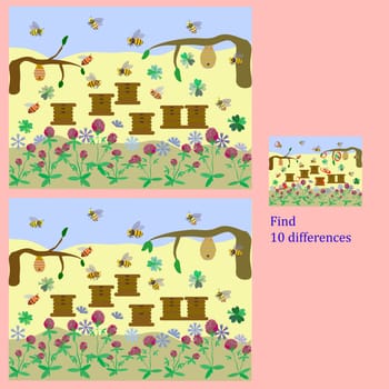 find 10 differences rebus for children under 6 years old, presented by seasons, one of 4 given seasons summer