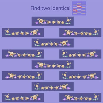 rebus for children up to 8 years find two identical pictures with emoticons