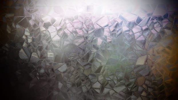 Fluted glass with backlight. Beautiful multicolored refraction of light. Abstract background. Self-adhesive film. Ribbed glass surface. Embossed glass background.
