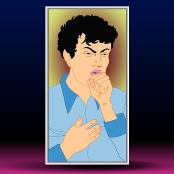 Man Coughing - Vector Illustration