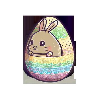 Easter Day Concept. Watercolor easter bunny in the eggs, elements illustrations, cartoon holiday painted transparent background, Generative AI