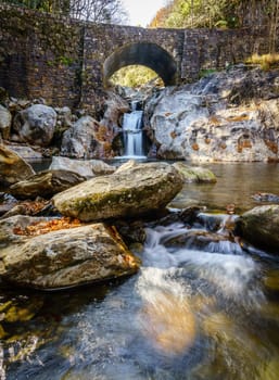 Beautiful waterfall by the Forest Heritage National Scenic Byway in North Carolina