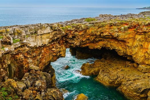 View of Boca do Inferno or Hell's Mouth - an open cavern in the coast of Cascais, Portugal
